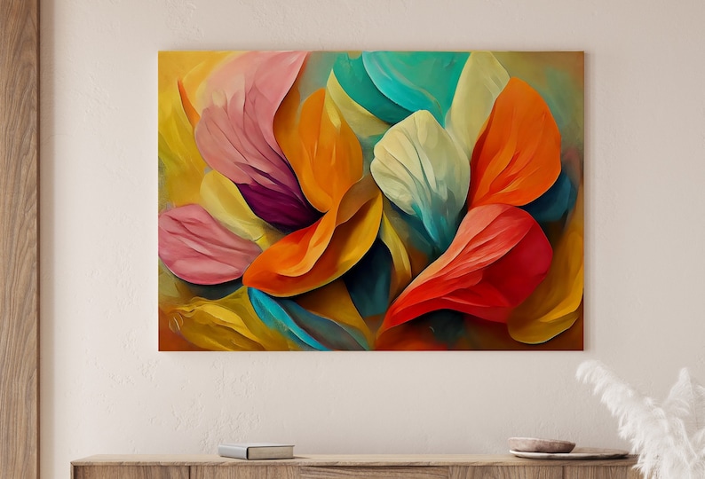Abstract Modern Floral Print Digital Painting. Printable Wall Etsy