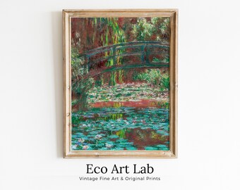The Water Lily Pond Claude Monet Famous Painting. Instant Download Vintage Decor. Monet Botanical Print Printable Wall Art. Vintage Decor