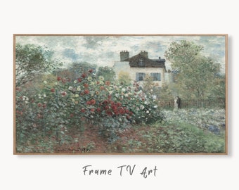 Vintage Spring Garden House Painting | Botanical Landscape Art | Frame TV Size Instant Digital Download | Monet Frame TV Art
