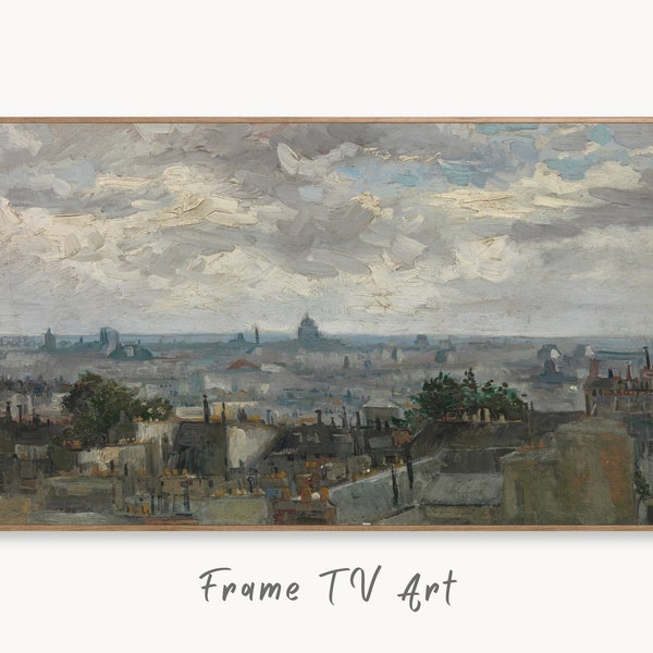 Samsung Frame TV Art 4K View of Paris Famous Painting by Vincent van Gogh. Instant Download van Gogh Art for the Frame TV. Vintage Wall Art