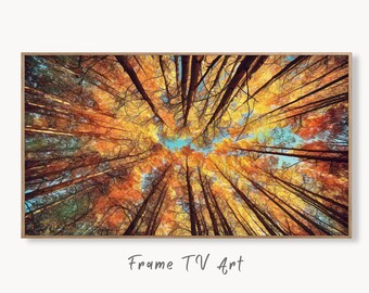 Forest Trees Canopy 4K Frame TV Art. Nature Landscape Painting Samsung Frame TV Art. Instant Download Nature Art for TV. Autumn Landscape