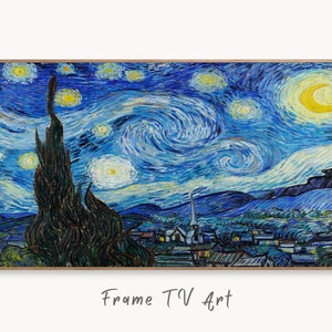Samsung Frame TV Art 4K Starry Night Famous Painting by Vincent van Gogh. Instant Download van Gogh Art for the Frame TV. Vintage Wall Art