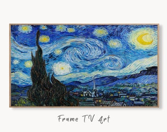 Samsung Frame TV Art 4K Starry Night Famous Painting by Vincent van Gogh. Instant Download van Gogh Art for the Frame TV. Vintage Wall Art