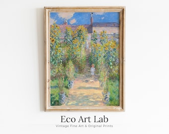 Garden with Sunflowers Famous Claude Monet Painting. Instant Download Vintage Decor. Monet Botanical Print Printable Wall Art. Vintage Decor