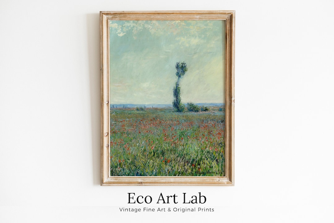 The Poppy Field Painting. Claude Monet Famous Monet Art. Vintage