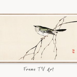Samsung Frame TV Art 4K Bird on a Branch Vintage Japanese Wall Art. Instant Download Antique Japanese Art for the Frame TV. Bird Art