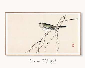 Samsung Frame TV Art 4K Bird on a Branch Vintage Japanese Wall Art. Instant Download Antique Japanese Art for the Frame TV. Bird Art