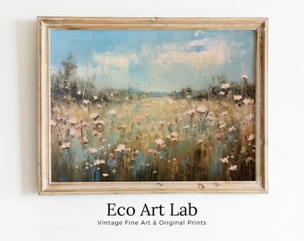Wildflower Field PRINTABLE | Farmhouse Decor | Landscape Painting | Cottagecore Decor | Digital Download