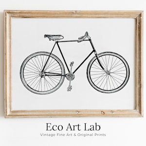 Vintage Fahrrad Fahrrad Poster. Radfahren Minimalist Schwarz und Weiß Wand Kunst. Retro Fahrrad Print Digitale druckbare Kunst. Poster Altes Fahrrad
