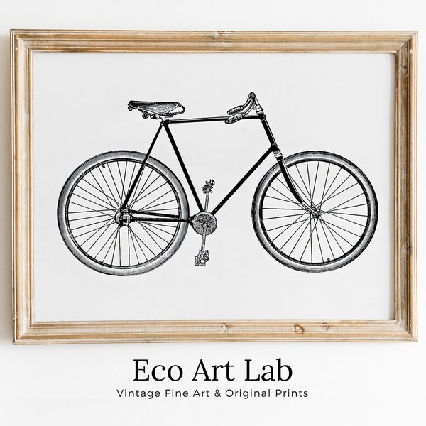 Vintage Bike Print Bicycle Poster. Cycling Minimalist Black and White Wall Art. Retro Bicycle Print Digital Printable Art. Old Bike Poster