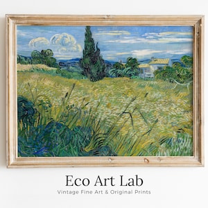 Vincent van Gogh Green Wheat Field with Cypress Printable Famous Art Print. Instant Download van Gogh Print Vintage Art Landscape Painting.