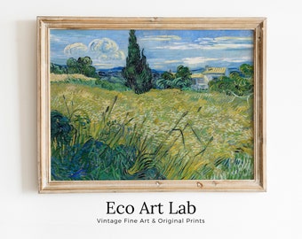 Vincent van Gogh Green Wheat Field with Cypress Printable Famous Art Print. Instant Download van Gogh Print Vintage Art Landscape Painting.