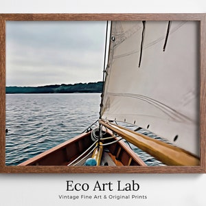 Sailboat Painting Nautical Wall Art. Instant Download Sailboat Print. Seascape Digital Painting of Boats Artwork. Printable Sailing Prints