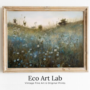 Printable Wildflower Field | Landscape Oil Painting | Country Field Wall Art | Vintage Landscape Art Print | Floral Art | Digital Download