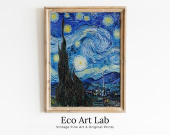 Vincent van Gogh The Starry Night Printable Famous Art Prints. Instant Download van Gogh Print Vintage Painting. Fine Art Print Wall Decor.