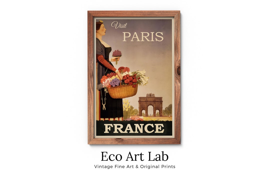 Paris, France Vintage Travel Poster Printable Wall Art, for Home or Office Decor, Digital Art