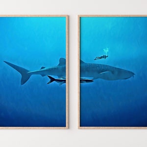 Ocean Shark Collage Kids Room Wall Picture Art Print 