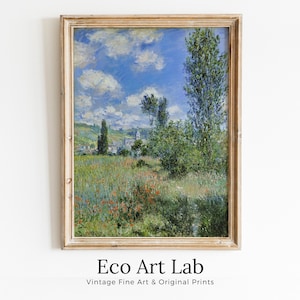 Famous Claude Monet View of Vétheuil Painting. Printable Art. Instant Download Vintage Decor. Landscape Printable Wall Art. Spring Decor
