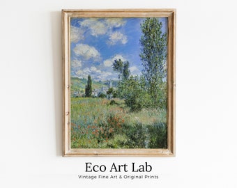 Famous Claude Monet View of Vétheuil Painting. Printable Art. Instant Download Vintage Decor. Landscape Printable Wall Art. Spring Decor