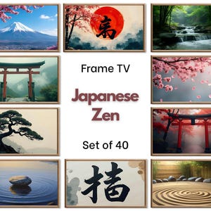 Zen Wall Art Japanese Paintings for Samsung Frame TV | Minimalist Japanese Decor | Nature Wall Art  |  Digital Download Frame TV Art Set