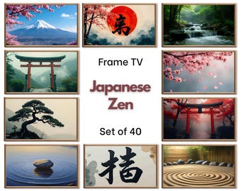 Zen Wall Art Japanese Paintings for Samsung Frame TV | Minimalist Japanese Decor | Nature Wall Art  |  Digital Download Frame TV Art Set