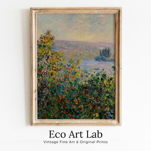 Claude Monet Famous Painting. Flower Beds at Vétheuil. Instant Download Vintage Decor. Monet Landscape Printable Wall Art. Vintage Decor