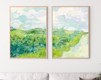 Green Fields by Vincent van Gogh. Set of 2 Prints. Printable Famous Fine Art Prints. Instant Download Vintage Painting. 2 Piece Wall Art