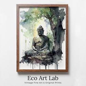Buda sob a árvore. Arte de parede Zen. Arte de parede IMPRIMÍVEL. Impressão em aquarela. Arte do Budismo. Download instantâneo de arte de parede espiritual. Arte de parede asiática. #5
