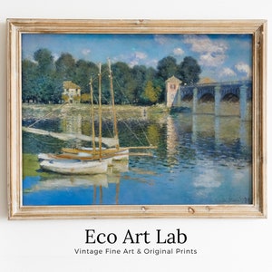 Claude Monet Argenteuil Bridge Painting Famous Monet Art. Instant Download Vintage Decor. Monet Landscape Printable Wall Art. Vintage Decor