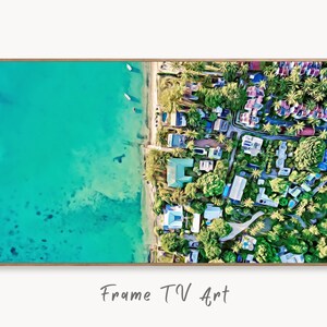 Beach Aerial View, art for Frame TV. Digital Download Art for TV. Coastal Wall Art. Beach Artwork for Samsung Frame
