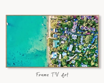 Beach Aerial View, art for Frame TV. Digital Download Art for TV. Coastal Wall Art. Beach Artwork for Samsung Frame