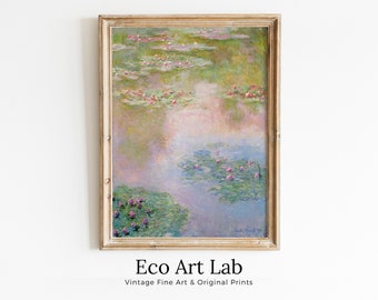Famous Water Lilies Painting by Claude Monet. Printable Wall Art. Instant Download Vintage Decor. Monet Botanical Print. Vintage Decor
