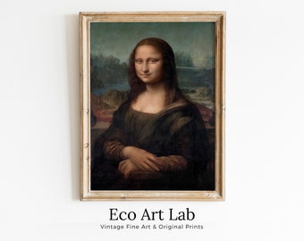 Mona Lisa Painting Printable Wall Art. Leonardo da Vinci Vintage Classic Portrait Print. Famous Printable Painting Instant Download Fine Art