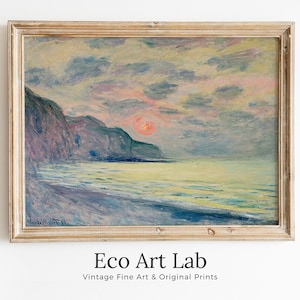 Claude Monet Sunset Seascape Painting. Printable Wall Art. Vintage Ocean Oil Painting. Instant Download Coastal Print. Nautical Decor Print