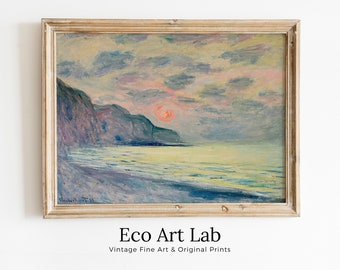Claude Monet Sunset Seascape Painting. Printable Wall Art. Vintage Ocean Oil Painting. Instant Download Coastal Print. Nautical Decor Print