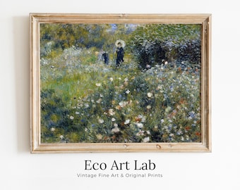 Famous Auguste Renoir Print. Woman with Parasol in a Garden. Vintage Painting. Printable Wall Art Antique Oil Painting. Instant Download