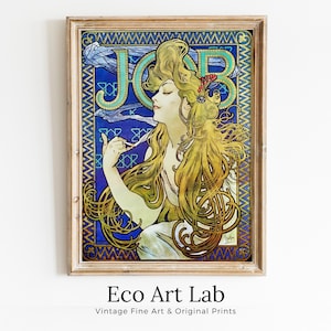 Alphonse Mucha Print Art Nouveau Poster. Vintage Painting Famous Art Print. Woman Illustration. Printable Wall Art.