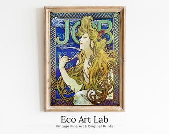 Alphonse Mucha Print Art Nouveau Poster. Vintage Painting Famous Art Print. Woman Illustration. Printable Wall Art.