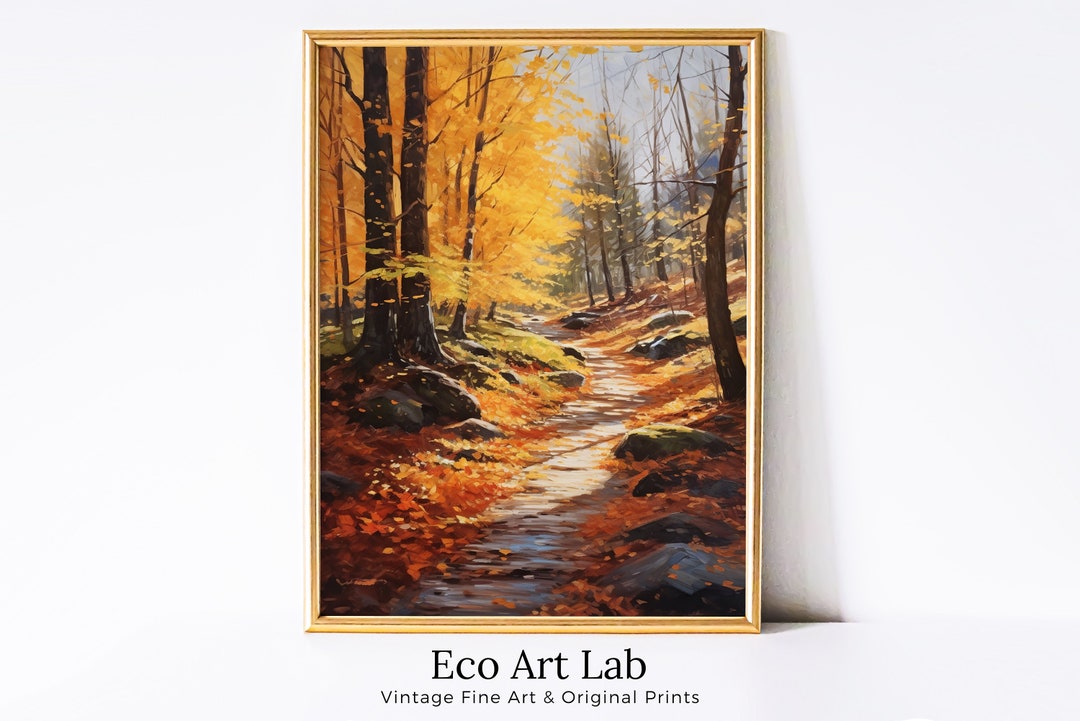 Forest Trail in the Fall Printable Landscape Painting. Instant Download ...