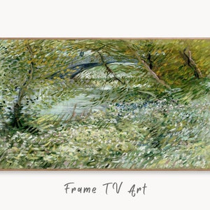 Samsung Frame TV Art 4K River Bank in Springtime Famous Painting by Vincent van Gogh. Instant Download van Gogh Landscape for the Frame TV