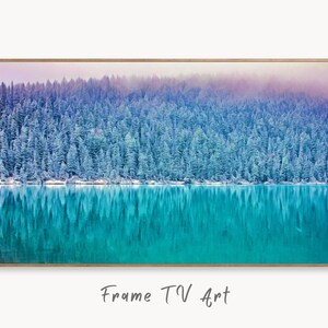 Mountain Lake Landscape Frame TV Art. Winter Art, Digital Download, Digital Art for Tv, Winter Digital Art Frame TV Art