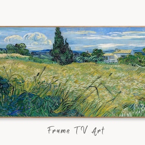 Samsung Frame TV Art 4K Green Wheat Field with Cypress Famous Painting by Vincent van Gogh. Instant Download Landscape for the Frame TV