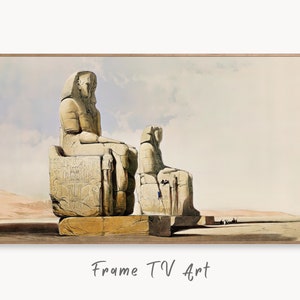 Samsung Frame TV Art 4K Egyptian Statues in Thebes Ancient Egypt Wall Art. Instant Download Antique Vintage Egyptian Art for Frame TV