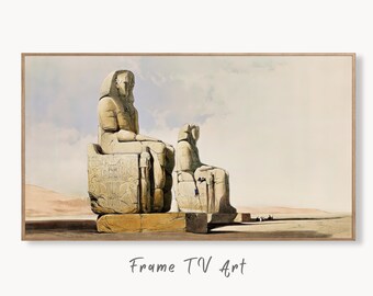 Samsung Frame TV Art 4K Egyptian Statues in Thebes Ancient Egypt Wall Art. Instant Download Antique Vintage Egyptian Art for Frame TV