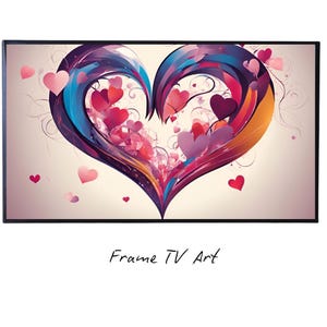 Romantic Love Wall Decor. Heart Abstract Art for Valentines Day. Unique Frame TV Art for Modern Home