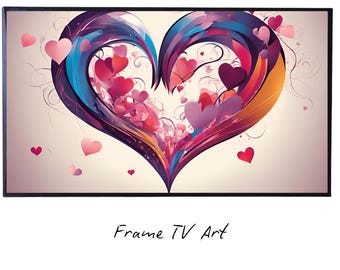 Romantic Love Wall Decor. Heart Abstract Art for Valentines Day. Unique Frame TV Art for Modern Home