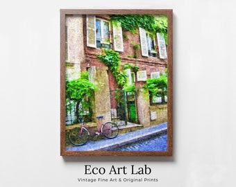 Paris Building City Street View Urban Landscape Painting, Printable Wall Art, for Home or Office Decor, Print Digital Art Instant Download