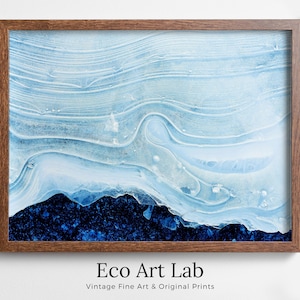 Blue Icy Texture Modern Abstract Printable Wall Art. Modern Abstract Wall Art Download Abstract Digital Art Print for Bedroom or Living Room