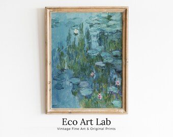 Water Lilies Claude Monet Painting Famous Monet Art. Monet Botanical Print Printable Wall Art. Instant Download Vintage Decor. Vintage Decor
