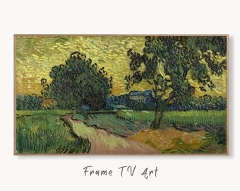 Samsung Frame TV Art 4K Vincent van Gogh's Landscape at Twilight Famous Painting. Instant Download van Gogh Art for Frame TV. Vintage Decor
